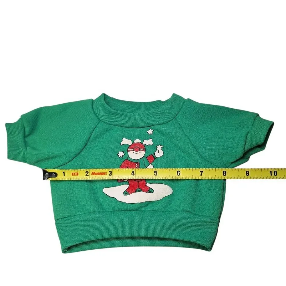 Bear‎ Doll Sweatshirt Vintage Double Sided Winter Christmas Snow Green Dress Up